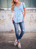 Women's Flower Print short Sleeve Top - vmlfashion-com