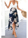 Flowing Floral Dress White Lace Top  Chiffon Skirt - vmlfashion-com