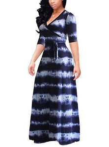 Women-Long-Dress-Striped-Tie - vmlfashion-com