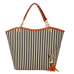 Women's Striped Hand Bag - vmlfashion-com