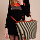 Women's Striped Hand Bag - vmlfashion-com