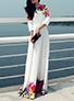 Women's Maxi White Long Sleeve Rounded Neckline Dress - vmlfashion-com