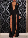 Women's Sexy Deep Plunging Neckline Multiple Long Slits - vmlfashion-com