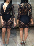 Women-Bodyfit-Lace-Dress-Deep-Plunging-Neckline - vmlfashion-com