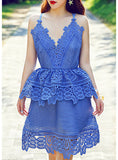 Women Lace Peplum short Dress - vmlfashion-com