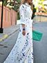 Women-Length-Sleeves-White-Blue-Splatters-Dress - vmlfashion-com