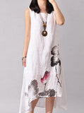 Women's Crepe Style Cut Water Color Dress - vmlfashion-com