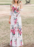 Women's Deep V Flowered Maxi Long Dress - vmlfashion-com