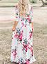 Women's Deep V Flowered Maxi Long Dress - vmlfashion-com