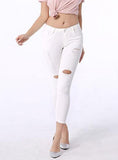 Women's White Damaged Jeans - vmlfashion-com