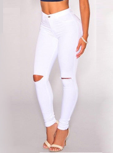 Women's Damaged White  Jeans - vmlfashion-com