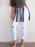 Women's Damaged White  Jeans - vmlfashion-com