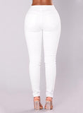 Women's Damaged White Pencil Jeans - vmlfashion-com