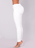 Women's Damaged White Pencil Jeans - vmlfashion-com