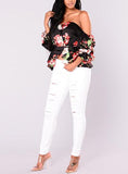 Women's Damaged White Pencil Jeans - vmlfashion-com