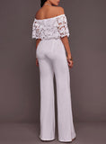 Women Lace Ruffle White jumpsuit - vmlfashion-com