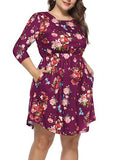 Women's Plus Size Mini Baby Doll Flowered Style Dress - vmlfashion-com