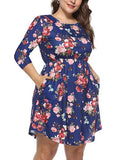 Women's Plus Size Mini Baby Doll Flowered Style Dress - vmlfashion-com