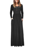 Women's Maxi Casual Front Buttons Long Sleeve Dress - vmlfashion-com