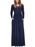 Women's Maxi Casual Front Buttons Long Sleeve Dress - vmlfashion-com