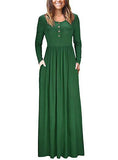 Women's Maxi Casual Front Buttons Long Sleeve Dress - vmlfashion-com