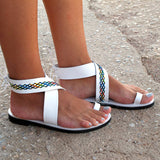 Women's Multicolored Design at the Ankles Cross-Strap Sandals - vmlfashion-com