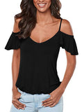 Women Open Shoulder Short Sleeves Blouse - vmlfashion-com