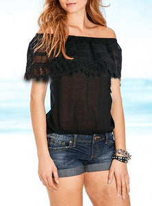 Women's Strap Less Top Wide Lace Ruffle - vmlfashion-com