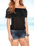 Women's Strap Less Top Wide Lace Ruffle - vmlfashion-com