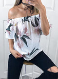 Women's Off Shoulder Flower Print Top - vmlfashion-com