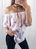 Women's Off Shoulder Flower Print Top - vmlfashion-com