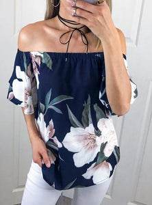 Women's Off Shoulder Flower Print Top - vmlfashion-com