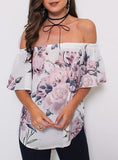 Women's Off Shoulder Flower Print Top - vmlfashion-com