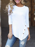 Women's Crossed Button Round Neck line Top - vmlfashion-com