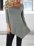 Women's Crossed Button Round Neck line Top - vmlfashion-com