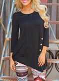 Women's Crossed Button Round Neck line Top - vmlfashion-com