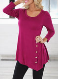 Women's Crossed Button Round Neck line Top - vmlfashion-com