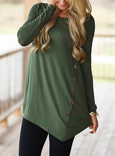 Women's Crossed Button Round Neck line Top - vmlfashion-com