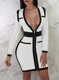 Women-Sexy-Bodycon-Fit-Deep-V-Neckline - vmlfashion-com