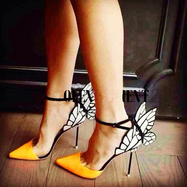 Women's Ankle Strap Butterfly High Heels Shose - vmlfashion-com