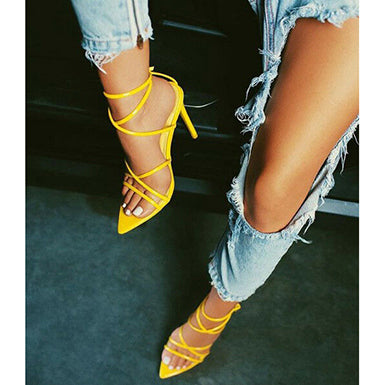 Women's Strappy High heels Shoe Pointed Toes - vmlfashion-com