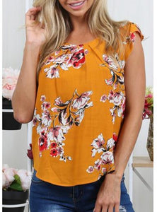 Women's Super Short sleeves Flower Top - vmlfashion-com