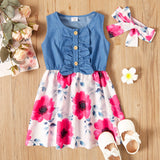 Beautiful Toddler Girl Bowknot Floral Print Dress