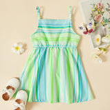 Toddler Girl Floral Butterfly Striped Print Suspender Dress