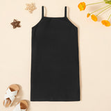 Toddler Girl Casual Solid Suspender Dress