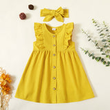 Toddler Girl Floral Print Sunflower Ruffle Flounced Headband  Dresses