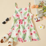 Toddler Girl Floral Butterfly Striped Print Suspender Dress