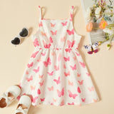 Toddler Girl Floral Butterfly Striped Print Suspender Dress